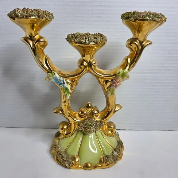 Vintage Ceramic Capodimonte-style Sesto Florentino Candelabra Made in Italy